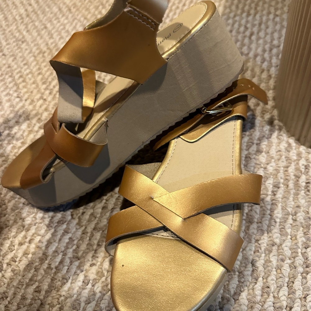 Gold Wedge Sandals